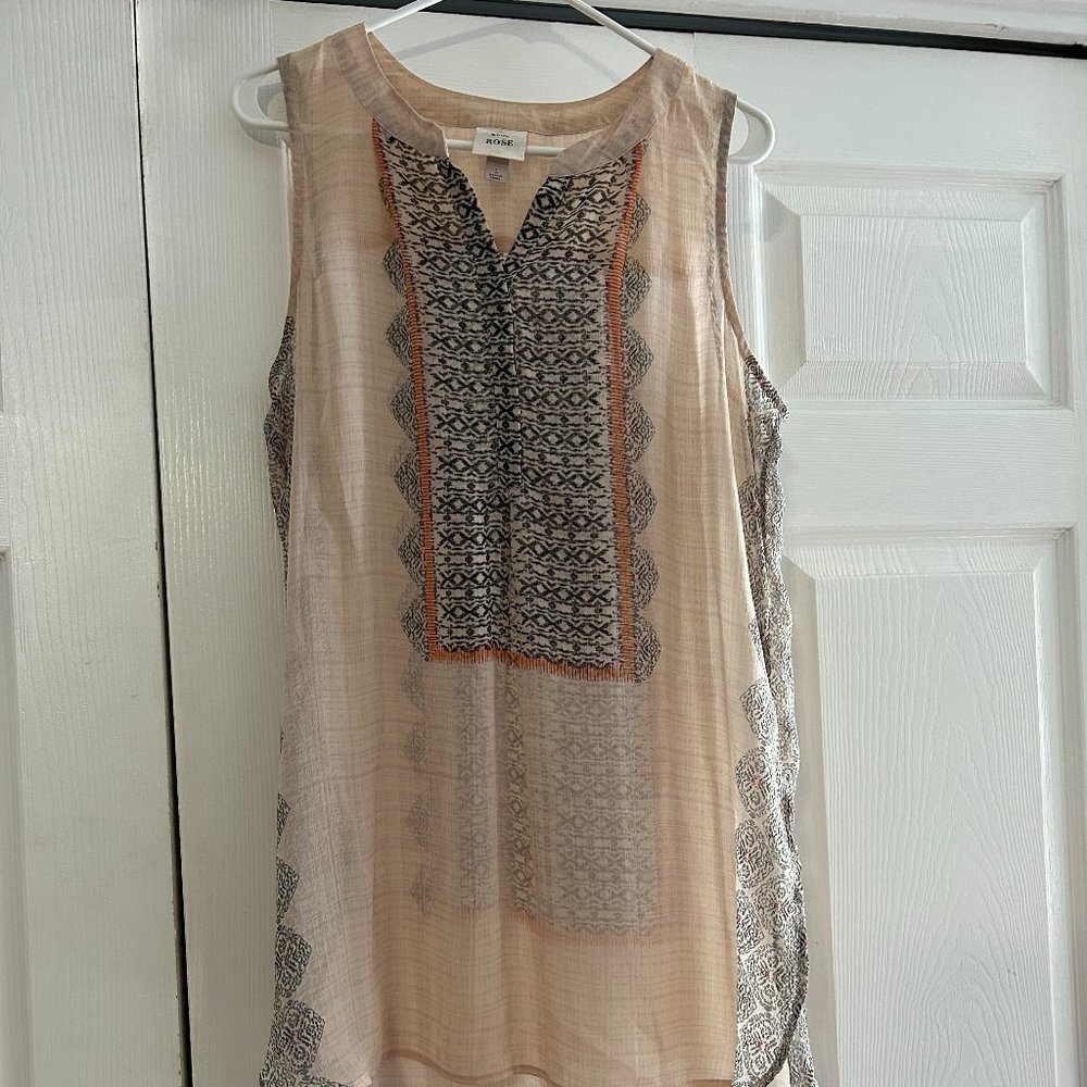 Knox Rose High-Low Sleeveless Tunic Top, Size Large